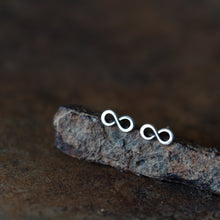 Load image into Gallery viewer, Tiny Infinity Earrings, Small modern everyday studs - jewelry by CookOnStrike