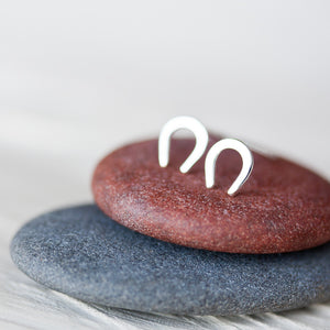 Mini Lucky Horseshoe Stud Earrings - jewelry by CookOnStrike