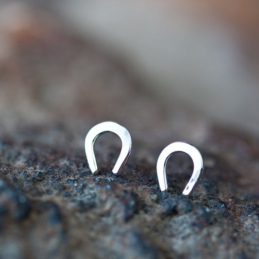 Mini Lucky Horseshoe Stud Earrings - jewelry by CookOnStrike