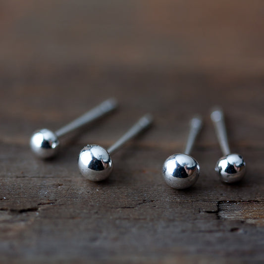 4mm and 3mm Simple Ball Stud Earring Set for Double Piercing - jewelry by CookOnStrike