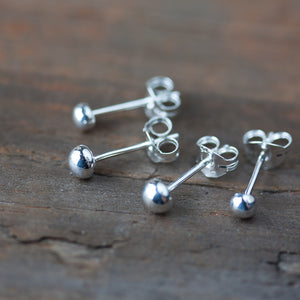 4mm and 3mm Simple Ball Stud Earring Set for Double Piercing - jewelry by CookOnStrike