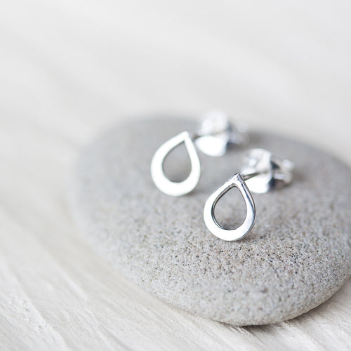 Tiny Teardrop Stud Earrings, mini simple raindrop - jewelry by CookOnStrike