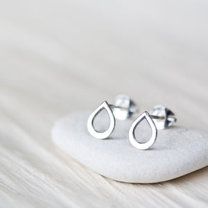 Tiny Teardrop Stud Earrings, mini simple raindrop - jewelry by CookOnStrike