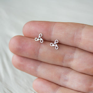 Tiny Celtic Triskele Earrings, unisex 7mm triskelion studs - jewelry by CookOnStrike