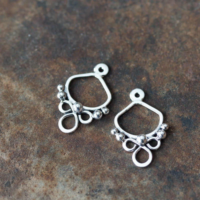 Handmade silver ear jacket earrings, mix and match front and back earring - jewelry by CookOnStrike