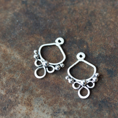 Handmade silver ear jacket earrings, mix and match front and back earring - jewelry by CookOnStrike