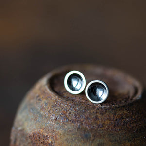Contemporary Black Silver Dome Studs, Unisex - jewelry by CookOnStrike