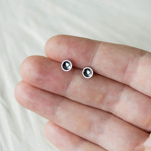Contemporary Black Silver Dome Studs, Unisex - jewelry by CookOnStrike