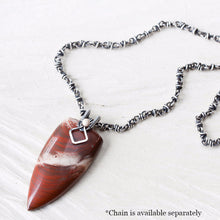 Load image into Gallery viewer, Dreamy White and Red Jasper Pendant, oxidized sterling silver bail - jewelry by CookOnStrike