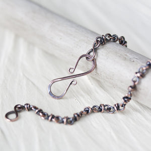 Dainty wire wrapped copper chain bracelet - jewelry by CookOnStrike