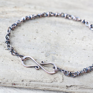Dainty wire wrapped copper chain bracelet - jewelry by CookOnStrike