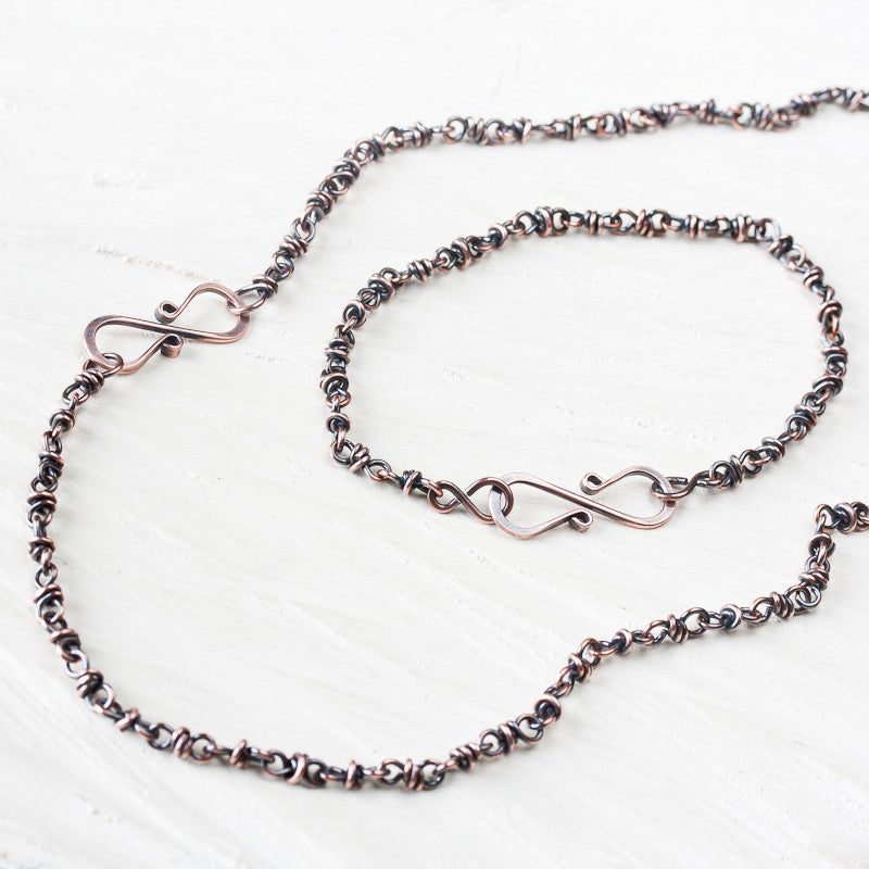Copper Jewelry SET: Handmade Copper Chain Necklace and Bracelet - jewelry by CookOnStrike