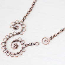 Load image into Gallery viewer, Double Spiral Copper Necklace, Wire wrapped Chain - jewelry by CookOnStrike