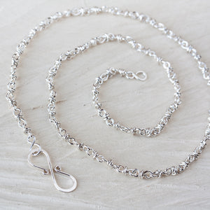 Artisan Handmade Sterling Silver Chain Necklace, wire wrapped silver links chain for pendant - jewelry by CookOnStrike